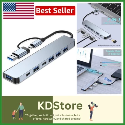 7-in-1 Aluminum USB-C & USB Hub for Seamless Connectivity - Image 1 of 4