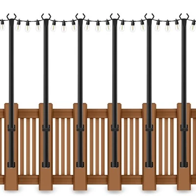 AHRLHR 6 Pack 5 Ft String Light Poles, String Light Poles for Outside with Fixing Cl...