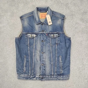 Chaleco de mezclilla Levi's 72334 Trucker para hombre XL azul desgastado nuevo con etiquetas precio de venta sugerido por el fabricante 88 USD - Imagen 1 de 14