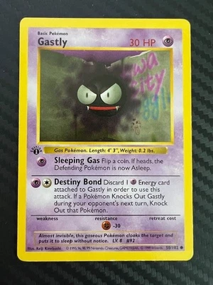 Pokemon TCG 1st Edition Shadowless Base Set Gastly 50/102 LP/MP - Image 1 of 2