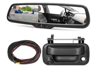 RED WOLF Tailgate Backup Camera + 7" Rear View Mirror Screen Fit 04-14 Ford F150 - Image 1 of 4