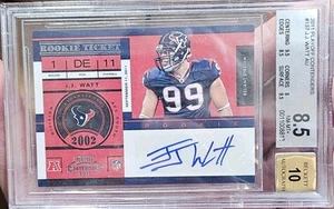 JJ WATT 2011 PLAYOFF CONTENDERS ROOKIE TICKET AUTO #137 BGS 8.5/10~TEXANS HOF 🔥 - Picture 1 of 3