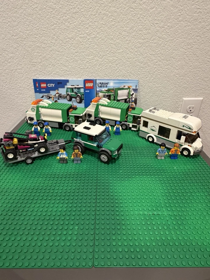 Lego City Lot Trash Truck 4432 Race Biggy Transport 60288 Camper Van 60057 Used - Image 1 of 4