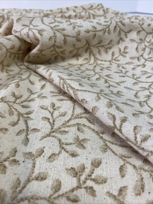 3 YDS  Kessler Concord Fabrics Cotton Fabric Cottage Tan Floral On Cream 42 Wide - Image 1 of 2
