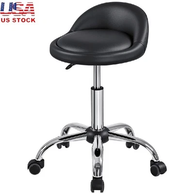 Taburete giratorio ajustable asiento de salón rodante cuero PU acolchado de espuma rotación 360 Foto 1 de 4