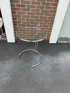 Mid Century Chrome & Glass Round Side Table by Eileen Gray 20” Adjustable Height - Picture 1 of 10