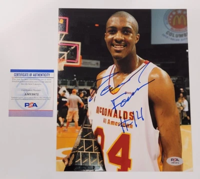 Foto firmada por Derrick Favors 8x10-PELICANS-JAZZ-THUNDER-PSA autenticada Foto 1 de 4
