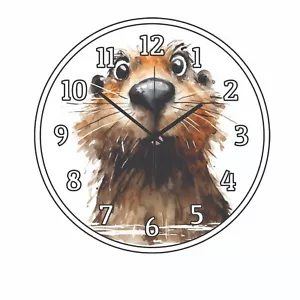 A Beaver Smiling Wall Clock Cartoon art 3 size choices Time Piece - Picture 1 of 2