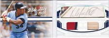 KIRBY PUCKETT 2022 PANINI NATIONAL TREASURES CUT AUTO 3CLR PATCH & BAT #2/2