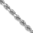 10k White Gold 3mm Rope Chain Necklace 30" for Women Men