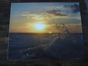 HAWAII SPLASHING WAVES SUNSET 16 X 20 LIMITED METALLIC FINISH PHOTO 1 of 100 - Picture 1 of 2