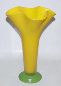 Large Orrefors Yellow & Lime "Chanterelle" Vase Designed by Anne Nilsson. - Picture 1 of 7