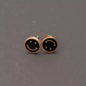 Edelstahl Ohrstecker Smiley Ohrringe Rosafarben Trendy Ohrschmuck Neu - Bild 1 von 8