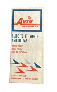 Avis Rent A  Car 1960 Guide to Ft. Worth and Dallas Map Hotels Advertising - Picture 1 of 5