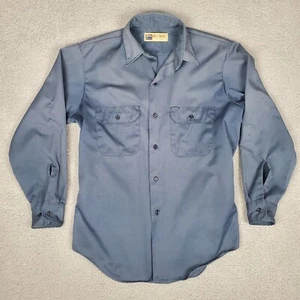 Vintage Big Mac Mens Shirt 15"/30" Blue Outdoors Button Up Work Wear Pockets - Picture 1 of 12