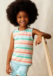 Matilda Jane Enchanted Garden Marble Falls Striped Tank with Lace Details 14 GUC - Picture 1 of 11