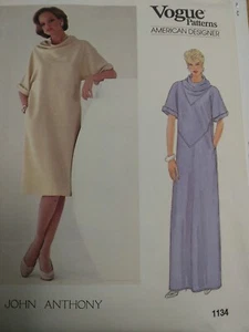 Dress Cowl slouch Neck 12 VOGUE 1134 Sewing Pattern UC FF VTG 80s John Anthony - Picture 1 of 8