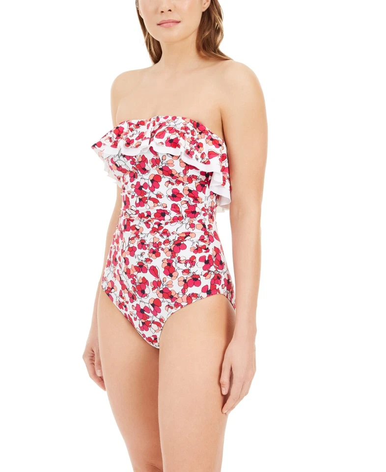 Precio de venta sugerido por el fabricante $118 Traje de baño Tommy Hilfiger estampado floral de una pieza talla 14 (DEFECTUOSO) Foto 1 de 1