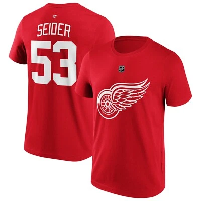 FANATICS NHL T-Shirt Detroit Red Wings Moritz Seider 53 rot Eishockey Trikot Jersey