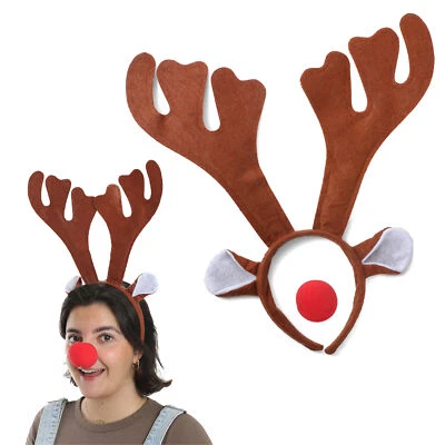 ILOVEFANCYDRESS RENTIERGEWEIH STIRNBAND UND ROTE NASE RUDOLPH WEIHNACHTEN SCHICKKLEID KOSTÜM WEIHNACHTEN
