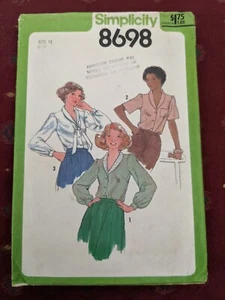 8698 Vintage Simplicity SEWING Pattern Misses Buttoned Front Blouse 12 36 - Picture 1 of 3