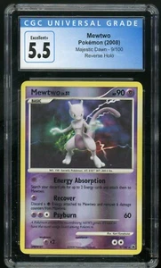 MEWTWO (2008) Pokemon Majestic Dawn Reverse Holo Rare 9/100 CGC 5.5 Excellent+ - Picture 1 of 2