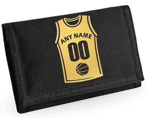 Basketball Shirt Print Personalised Boys Kids Ripper Wallet & Coin Holder Xmas - Picture 1 of 11