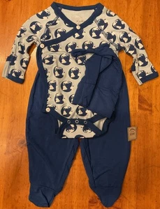 Kickee Pants Long Sleeve Bodysuit + Footie Pants + Hat Bamboo 3-6 Month NWT 3 PC - Picture 1 of 4
