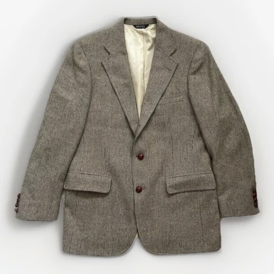 Abrigo Deportivo De Colección Años 80 Chaps Ralph Lauren Tweed Lana Camel 38R Marrón Hecho en EE. UU. Foto 1 de 4