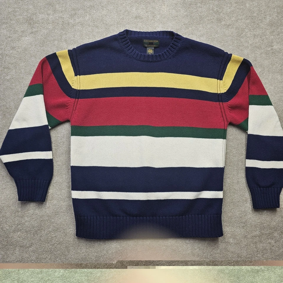 Vintage Alexander Julian Colours Striped Multicolor Heavy Cotton Sweater Size XL - Image 1 of 4