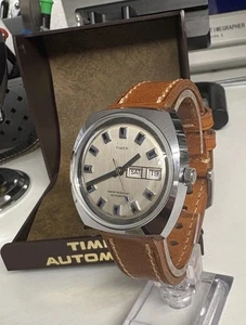 Mens Vintage Timex Automatic Day & Date Watch 1970’s Fully Working With Box - Picture 1 of 14