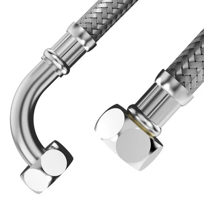 Flexschlauch Edelstahl Panzerschlauch AG x IG & 90° Bogen Länge:20cm ~ 200cm - Bild 1 von 4