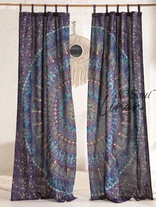 Bohemian Mandala Elephant Cotton Curtains Hippie Decor Window Treatment 2 Panels - Picture 1 of 9