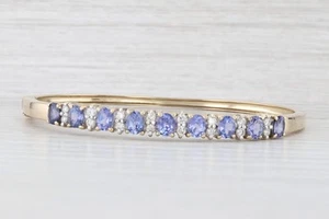 Pulsera De Bangle De Tanzanita Y Diamante Cardow De Oro Amarillo De 14k 7" - Imagen 1 de 9