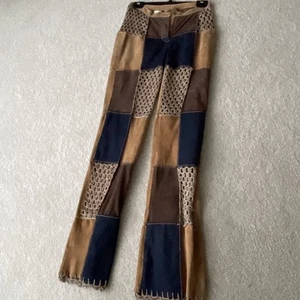 Y2K Wilsons Leder Wildleder Denim Patchwork Hose Größe 2 - Bild 1 von 6