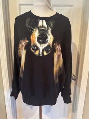 Adidas x Rita Ora Hound Dog Graphic Black Sweatshirt - Women's Size UK 8 - Image 1 of 3