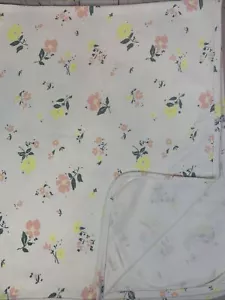 Carters Pink & Yellow Flowers Floral White Baby Swaddle Knit Receiving Blanket - Picture 1 of 3