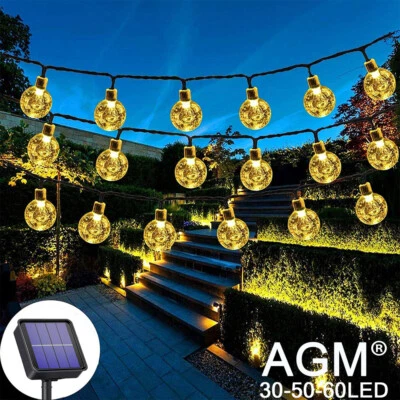 30-50-60 LED Solar Lichterkette Kugel Beleuchtung Garten Party Innen Außen Deko - Bild 1 von 4