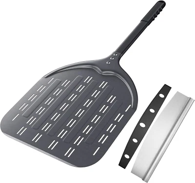12 Inch Perforated Pizza Peel, Non-Stick Pizza Peel with Pizza Cutter, Professio - Image 1 of 4
