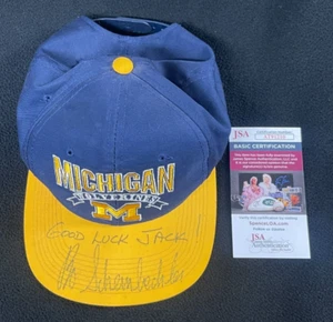 Cappello Bo Schembechler firmato e scritto vintage Michigan Wolverines JSA COA - Foto 1 di 2