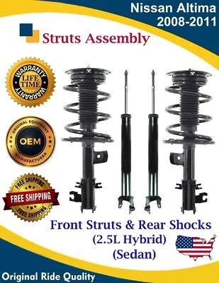 Novos apoios de suspensão dianteiros e amortecedores traseiros OE para 2008-2011 Nissan Altima 2.5L Hybrid - Imagem 1 de 4