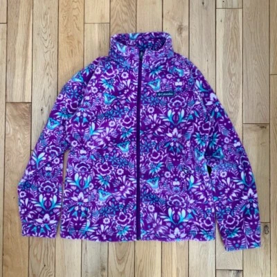 Girls 14/16 Kids Columbia Fleece full zip cool pattern Outdoor Camping Hiking - Imagem 1 de 4