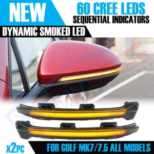 2x Sequential LED Wing Mirror Cover Indicator light Golf Mk7 GTi =GTD Smoked M1 - Picture 1 of 6