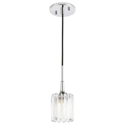 Colgante Woodbridge Lighting Regent Park de vidrio de 1 luz en cromo Foto 1 de 4