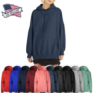 Womens Oversize Pullover Hoodie Drop Shoulder Casual Fitting - Picture 1 of 52