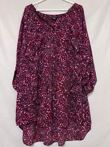 2023 Torrid Harper Womens 5X Red Paisley Georgette Pullover 3/4 Sleeve Blouse - Picture 1 of 7