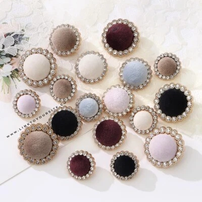 4x Terciopelo Estrás Botones Redondos Costura Hágalo Usted Mismo Artesanal Abrigo Suéter Cárdigan Retro Foto 1 de 4