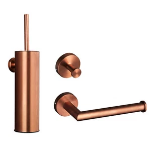 Rose Gold Wall Bathroom Accessory Brass Towel Rail Ring Toilet Paper Holder - Picture 1 of 29
