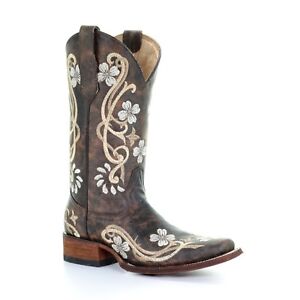 Circle G By Corral Ladies Shedron/Beige Floral Embroidered Boot L5270