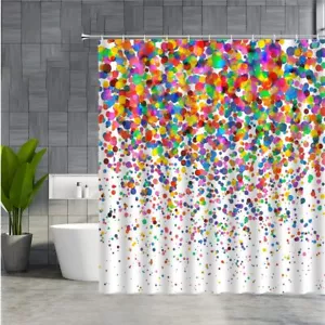 Abstract Circle Shower Curtain for Bathroom Geometric Colorful Rainbow Dots C... - Picture 1 of 8